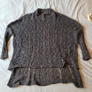 Free People Boxy Mock Neck Distressed Sweater M/L